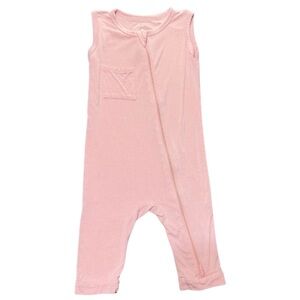 Kyte BABY Light Pink Sleeveless Romper with Diagonal Double Zip